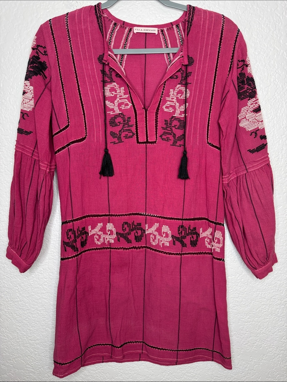 Ulla Johnson Dalia Pink Embroidered Mini Dress Size 2 Cotton Stitched - Picture 2 of 7